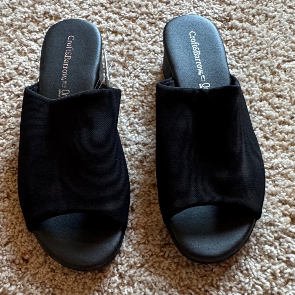 Croft & Barrow Women's Black Open-Toe Mules